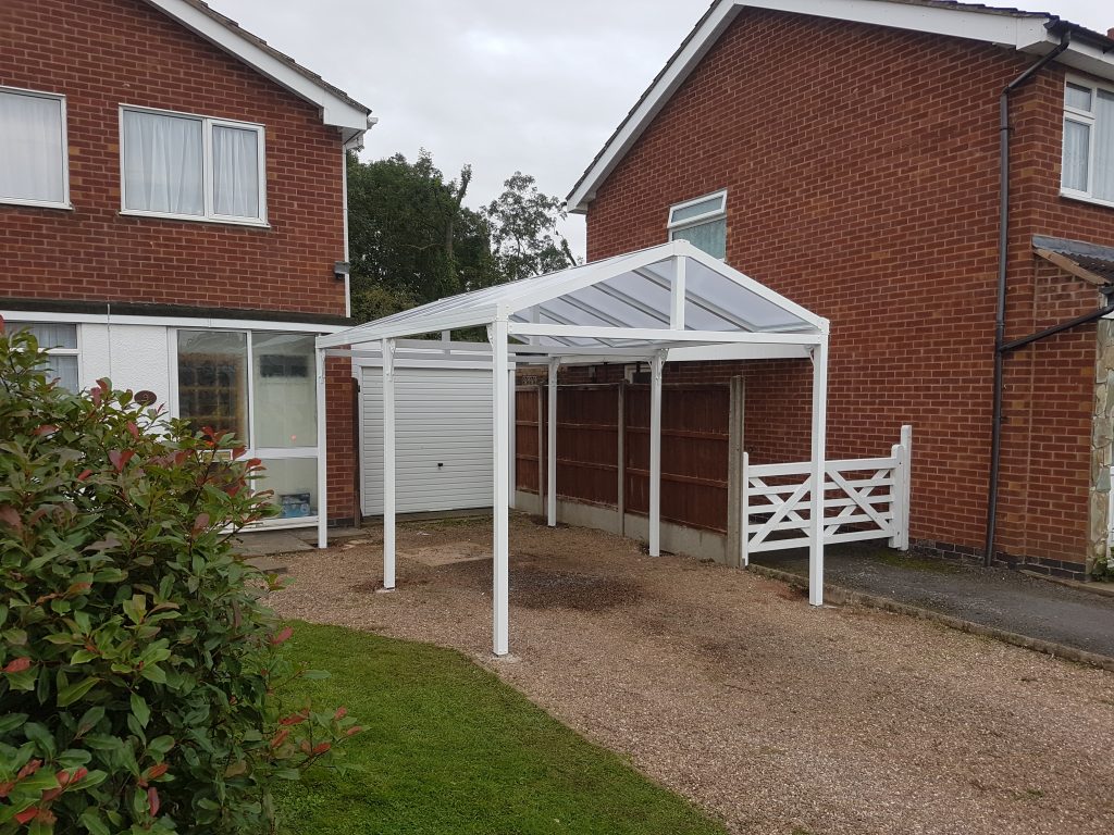 Pitched roof freestanding canopy Leicester Sectional Buildings