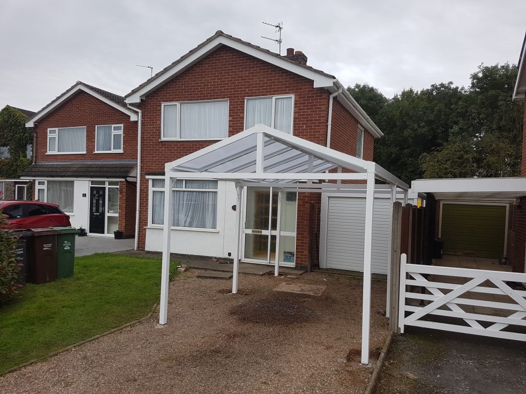 Pitched roof freestanding canopy Leicester Sectional Buildings